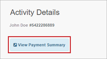 Landing Page Activity Details - View Payment Summary