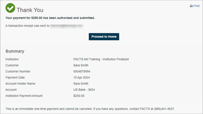 Payment confirmation