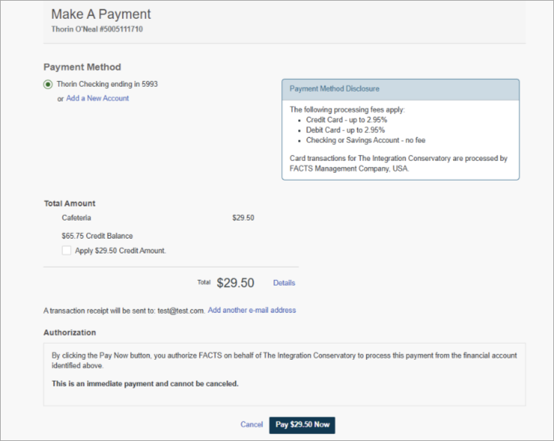 Method 2 payment credit unchecked