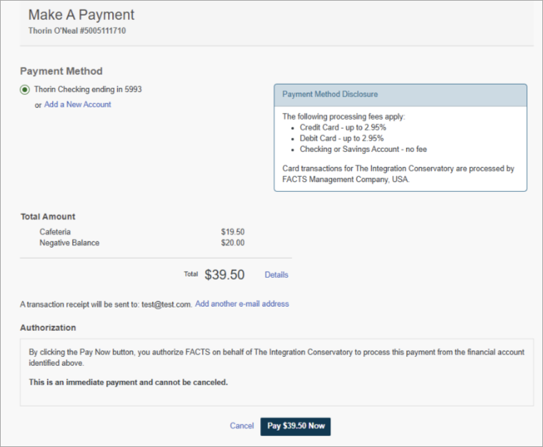 Method 2 payment with an existing negative balance