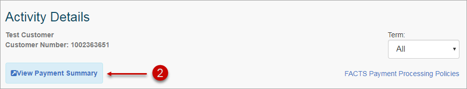 View Payment Summary Link on details screen